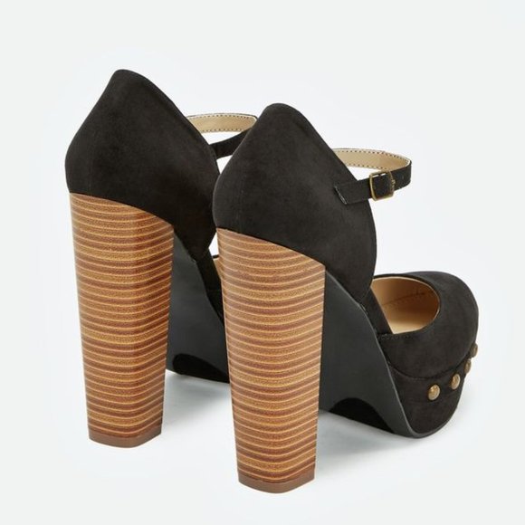 JUSTFAB Grasie Black High Heels Sz 9 platform Bloc - Picture 5 of 5